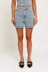 Le Lis Mid Length Denim Shorts In Light Wash In Blue