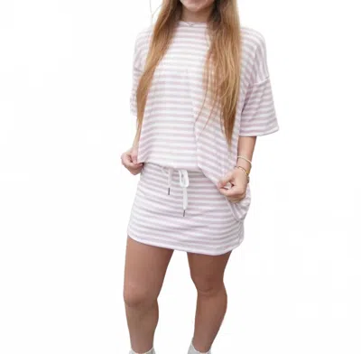 Le Lis Short Sleeve Round Neck Oversized Stripe T-shirt In Light Pink