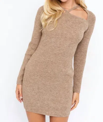 Le Lis Morning Mocha Knit Sweater Dress In Taupe In Gray
