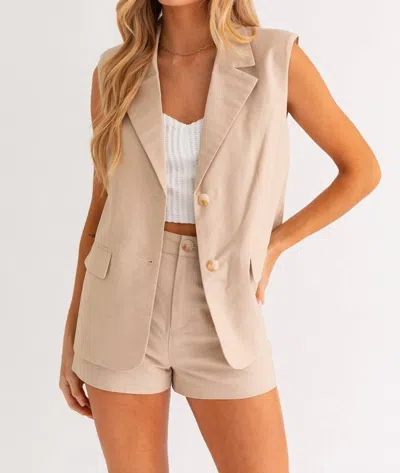 Le Lis Nell Oversized Sleeveless Blazer In Taupe