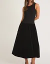 Le Lis Night Moves Ribbed Midi Dress In Black In Black