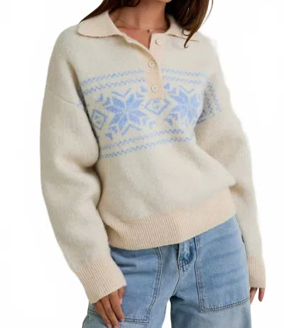 Le Lis Noelle Snowflake Pattern Sweater In Beige In Neutral