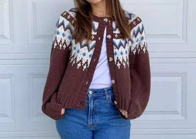 Le Lis Nordic Print Cardigan In Brown In Multi