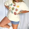 Le Lis Oasis Oversized Graphic Tee In Cream