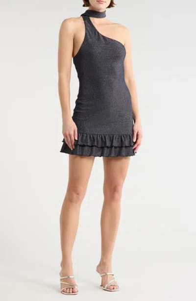 Le Lis One-shoulder Minidress In Blue