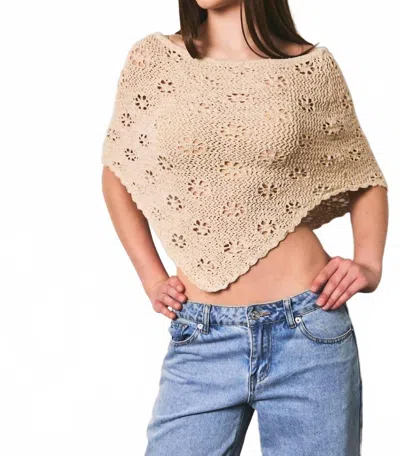 Le Lis Openwork Sweater Poncho In Cream In Gold