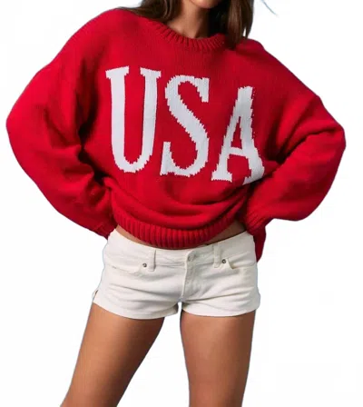 Le Lis Oversized Sweater Top In Red