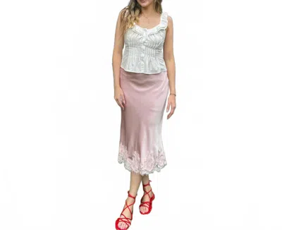 Le Lis Peony Lace Midi Skirt In Pink