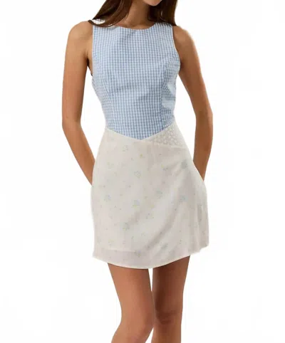 Le Lis Perla Patchwork Mini Dress In Blue/white