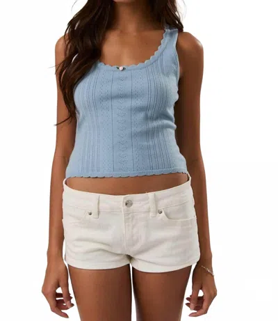 Le Lis Pointelle Knit Scoop Neck Tank Top In Baby Blue