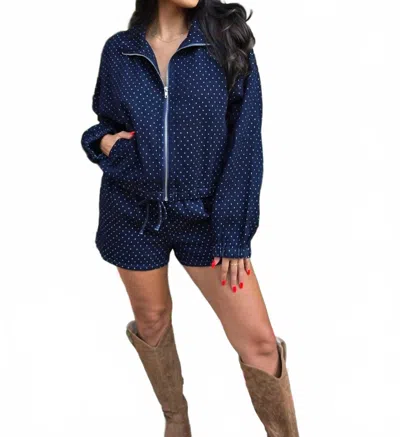 Le Lis Polka Dot Denim 2-piece Set In Blue