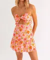 Le Lis Poppy Floral Tube Dress In Pink-orange