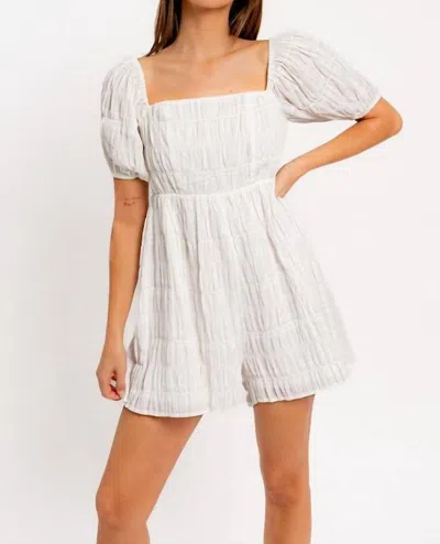 Le Lis Puff Sleeve Babydoll Romper In White
