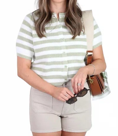 Le Lis Rachel Striped Cardigan In Green