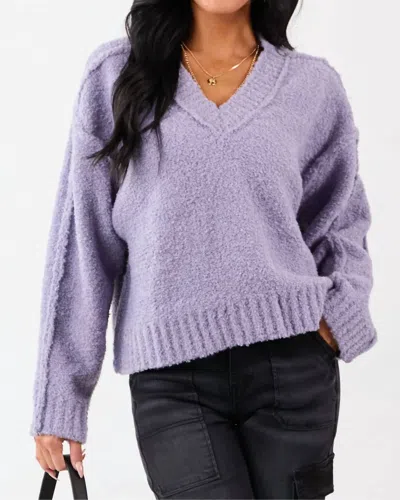 Le Lis Raglan Oversized Fuzzy Sweater In Light Purple