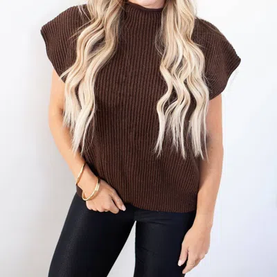 LE LIS REESE TURTLENECK SWEATER TANK IN BROWN