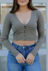 Le Lis Remind Me Top In Olive In Grey