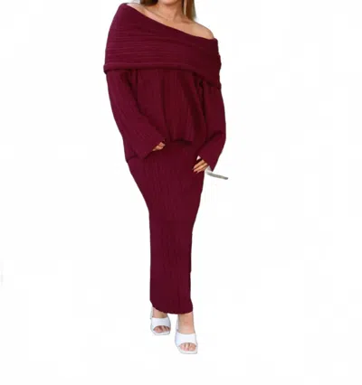 Le Lis Rhyka Off Shoulder Sweater In Burgundy