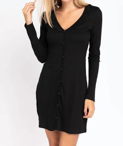 Le Lis Ribbed Long Sleeve Mini Dress In Black