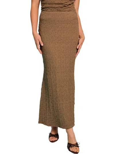 Le Lis Ruched Midi Skirt In Brown