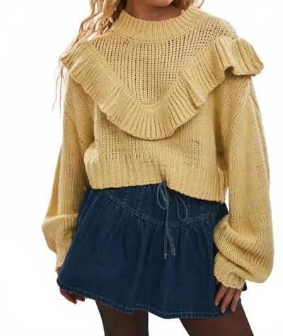Le Lis Ruffle Detail Sweater In Light Yellow