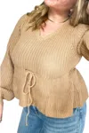 Le Lis Sadie Puff Sleeve Sweater In Beige In Beige