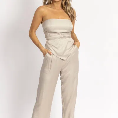Le Lis Scarf Top + Pleated Pant Set In Stone In Grey