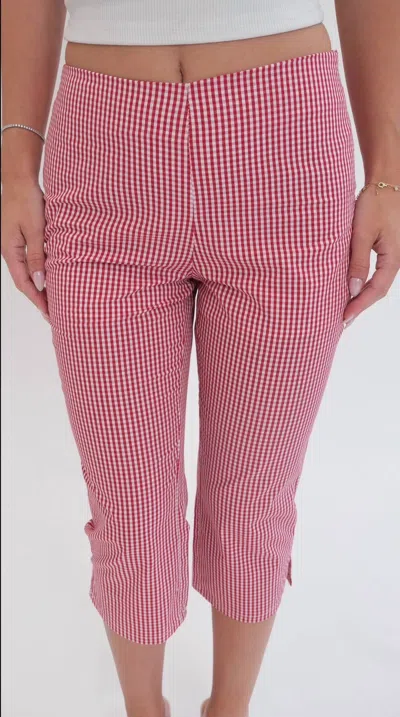 Le Lis Scarlett Gingham Capri Pants In Red