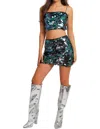 Le Lis Sequin Crop Top In Black In Black