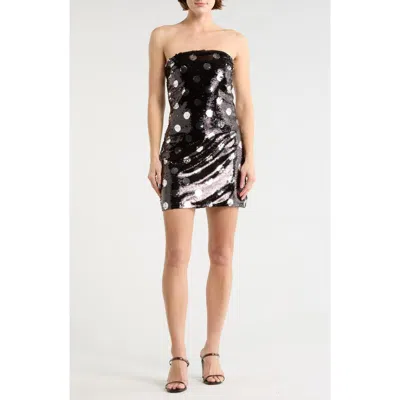 Le Lis Sequin Polka Dot Minidress In Brown