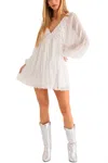 Le Lis Sheer Long Sleeve Above Knee Dress In White In White