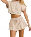 Le Lis Short Sleeve Cropped Sweatshirt In Taupe In Neutral