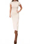 Le Lis Short Sleeve Midi Dress In Beige In White