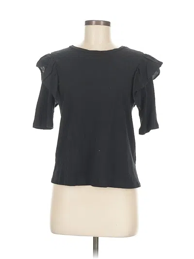 Pre-owned Le Lis Short Sleeve Top Black Ruffles Neckline Tops