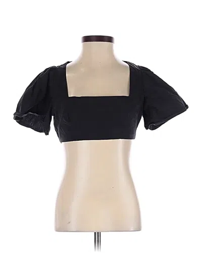 Pre-owned Le Lis Short Sleeve Top Black Square Neckline Tops