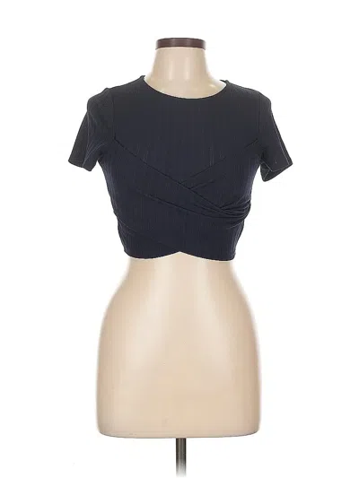 Pre-owned Le Lis Short Sleeve Top Blue Keyhole Neckline Tops