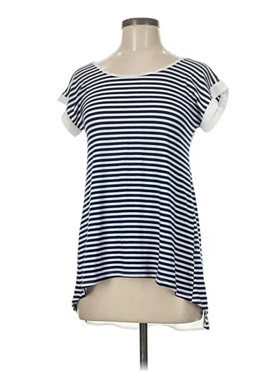 Pre-owned Le Lis Short Sleeve Top Blue Scoop Neck Tops