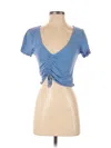 Le Lis Short Sleeve Top Blue Sweetheart Neckline Tops In Blue