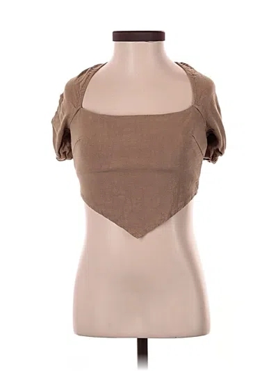 Pre-owned Le Lis Short Sleeve Top Brown Square Neckline Tops