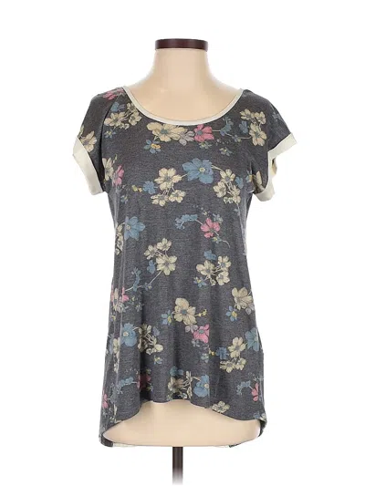 Pre-owned Le Lis Short Sleeve Top Gray Scoop Neck Tops