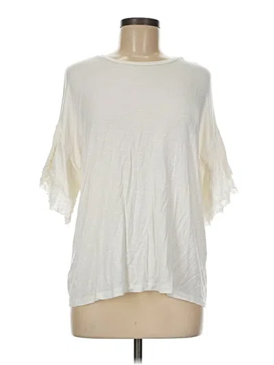 Pre-owned Le Lis Short Sleeve Top Ivory Crew Neck Tops In White