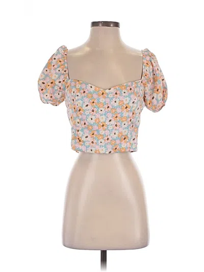 Pre-owned Le Lis Short Sleeve Top Orange Sweetheart Neckline Tops