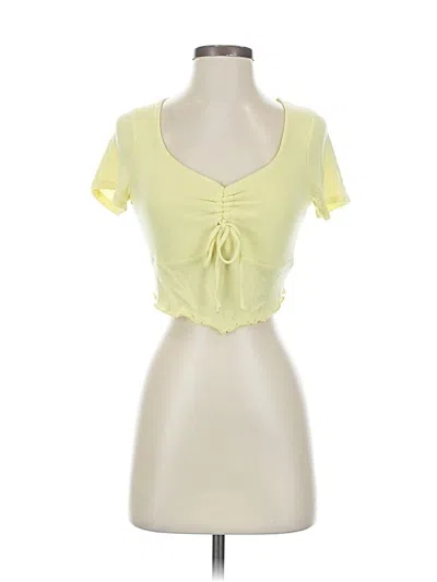 Pre-owned Le Lis Short Sleeve Top Yellow Sweetheart Neckline Tops