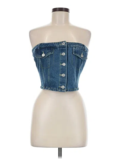 Pre-owned Le Lis Sleeveless Button Down Shirt In Blue