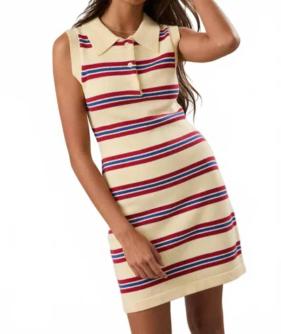 Le Lis Sleeveless Collared Sweater Dress In Butter/red Stripe In Multi