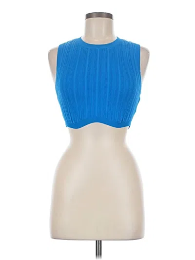 Pre-owned Le Lis Sleeveless Top Blue Halter Neckline Tops