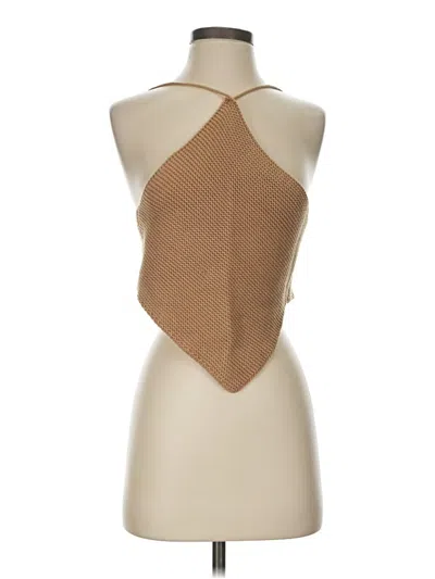 Pre-owned Le Lis Sleeveless Top Tan Halter Neckline Tops