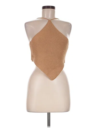 Pre-owned Le Lis Sleeveless Top Tan Halter Neckline Tops