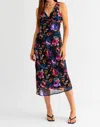 Le Lis Sleeveless V-neck Floral Printed Midi Dress In Black-multi Floral In Multi