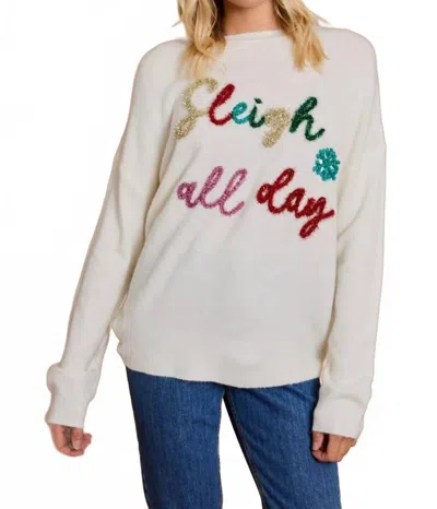 Le Lis Sleigh All Day Tinsel Sweater In Cream In Multi